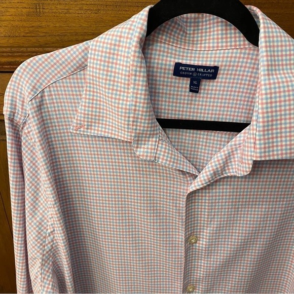 Peter Millar check gingham soft long sleeve button up shirt XL mens - Picture 7 of 9